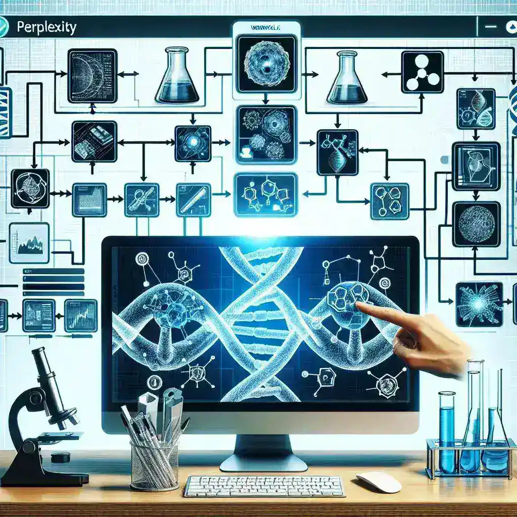 "Perplexity AI research automation workflow diagram illustrating the streamlined process of data collection and analysis for efficient research management."